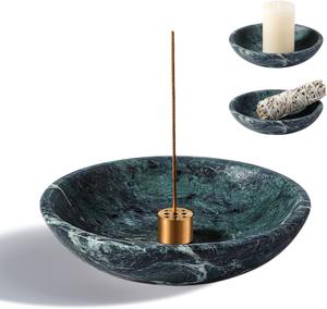 Porte-encens en marbre blanc base sculptée ronde brûleur minimal attrape-cendres élégant pour décor moderne méditation yoga tendances - Product Image 4