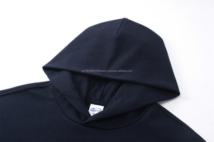 Custom 100% Cotton 430gsm Heavyweight French Terry Plus Size <b>Men's</b> Streetwear Oversized Hoodies with Embroidered Logo Stringless - Product Image 3