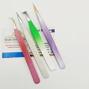 Pinzas de pestañas de acero inoxidable sostenibles profesionales, extensión de grado privado recto, pestañas de volumen puntiagudas - Product Image 1