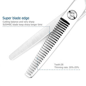 Ciseaux professionnels pour éclaircir les cheveux, en acier inoxydable droit, pour droitiers, design équilibré pour la coiffure et le toilettage, pour les barbiers - Product Image 5