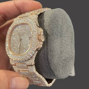 Montre pour homme PP, luxe, personnalisée, en acier inoxydable, style hip-hop, diamants moissanite de clarté VVS, cristal saphir, quartz 41 mm - Product Image 3