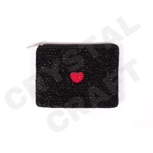 Portefeuille de pochette à monnaie en perles de rocaille de couleur rose bel accessoire à la mode avec des caractéristiques d'accessoires à la mode - Product Image 3