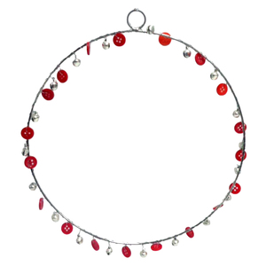 Cercle Design fer/perles ornement suspendu de noël nickelé pour la maison vacances décoration de noël en vrac à la main - Product Image 1