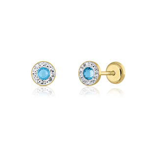 9K Solid Gold Diamond and Zirconia <b>Stud</b> <b>Earrings</b> (Available 10K, 14K, 18K) Women Kids Ear Clip Screw Back Made in Spain - Product Image 1