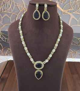 Luxury Doublet Stone & White Polki <b>Necklace</b> <b>Set</b> for Women Elegant Ethnic Design Ideal for <b>Weddings</b>, Parties & Special Occasions - Product Image 1