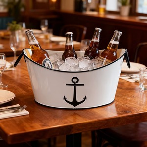 Seau à glace en acier inoxydable au design moderne, refroidisseur à vin, porte-champagne pour les fêtes, les événements et le service au bar - Product Image 1