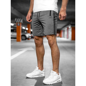 Shorts pour hommes en mélange de polyester et de coton avec taille élastique et poches latérales, confortables, décontractés, pour l'été et les activités de plein air - Product Image 3