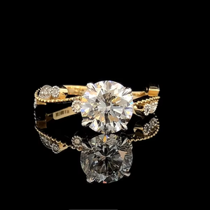 Bague de fiançailles en diamant de laboratoire certifié IGI 2,10 CTW, or massif 14 carats, taille ronde, bague de luxe pour femmes - Product Image 1