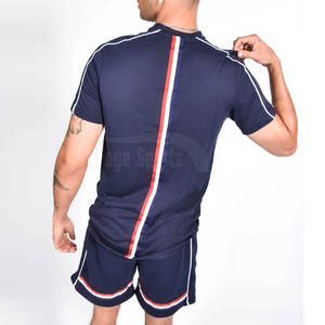 100% algodón hombres Slim Fit camiseta y conjunto corto Camiseta de manga corta y pantalones cortos conjunto para venta en línea - Product Image 4