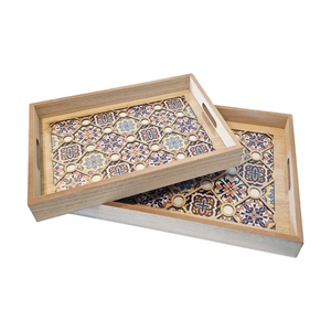 Bandeja de servir con estampado de hojas rectangulares de madera decorativa de nuevo diseño elegante personalizar tamaño y forma y envío rápido - Product Image 2