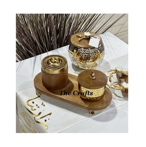 Stainless Steel And Wooden Mabkhara Bakhoor Burner With <b>Oud</b> Box And Tray Highest Quality Wedding Mabkhars - Product Image 1