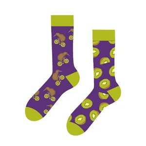 Colorful <b>Silk</b> <b>Socks</b> with Kiwi Pattern Print Breathable and Warm Ankle Length One Size Fits All for Daily Use in All Seasons - Product Image 1