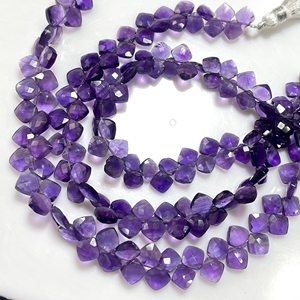 High Quality Faceted <b>Cushion</b> & Kite Shape Amethyst Stone Beads Purple with Side Drill Wholesale Beads - Product Image 4