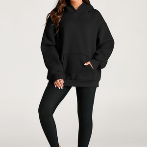 Sweat-shirts à capuche décontractés pour femmes personnalisables OEM, taille plus, surdimensionnés, 100% coton molletonné, logo imprimé pour l'hiver - Product Image 5