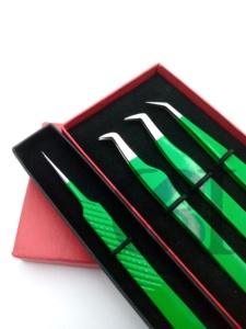 GETUP BROSONS IMPEX Nouveau style vert Kelly, pinces à extensions de cils en acier inoxydable à pointe lisse, différentes formes, revêtement en poudre - Product Image 4