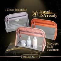 BEARKY Trousse de Toilette Transparente pour Homme, Sac de Voyage Exquis pour Femme, Grande Capacité, Fermeture Éclair, Imperméable, Portable, Trousse de Maquillage Tendance