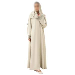 Abaya à manches brodées blanc crème, robe élégante et modeste pour femmes, style Dubaï de luxe, kaftan islamique, robe de cérémonie pour invité de mariage - Product Image 1