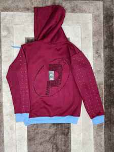 Venta al por mayor Sudaderas con capucha de los hombres de peso pesado de algodón Sudadera con capucha Rhinestone pegatina Imprimir Tamaño Oversize Streetwear con 2 tonos de color - Product Image 2