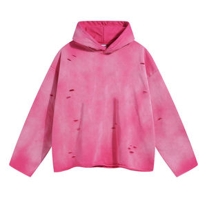 Sudadera con Capucha Extra Grande, Desgastada y Rota, con Lavado Ácido, Personalizada, para Hombre y Mujer, Otoño, 100% Mezcla de Algodón, Transpirable y Ecológica - Product Image 3