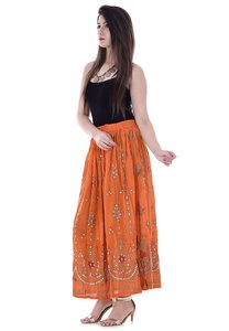 กระโปรงเรยอนสีแดงเข้มปักเลื่อมงานทำมืออินเดียขนาดใหญ่พิเศษห่อชนเผ่าฮิปปี้โบฮีเมียนลำลองชุดยิปซีชาวนาใส่จีบ - Product Image 3