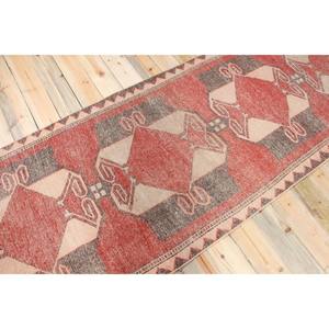 Tapis de couloir vintage 3,5x10,8 pieds, tapis turc, tapis géométrique rouge - Product Image 2