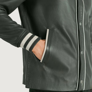 Vestes universitaires pour hommes avec construction en mélange de laine, manches en cuir PU et bordure côtelée classique pour un style authentique - Product Image 6