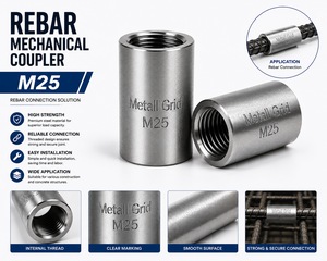 Acoplador de Acero Roscado M25 Premium para Unión de Barras de Refuerzo en Ingeniería de Construcción - Product Image 3