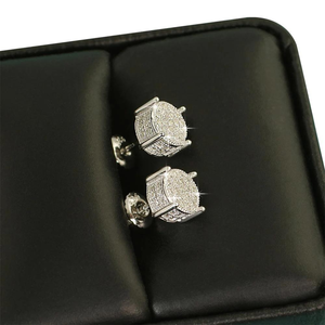 Natural Diamond New Round Earrings Trendy <b>Personalized</b> Full Diamond Hip Hop Earrings 14K Gold - Product Image 6