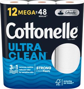 Cottonelle cleancare 2-Ply เนื้อเยื่อห้องน้ำ, 3 "x 3-7/8", สีขาว, 312แผ่นต่อม้วน, แพ็ค12ม้วน - Product Image 3