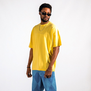 Streetwear décontracté pour hommes T-shirt ample à épaules tombantes en jersey uni avec impression personnalisée en tricot - Product Image 2