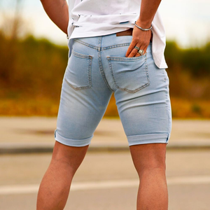Qualité supérieure Hommes Nouveau Modèle Taille Haute Casual Denim Shorts Respirant Léger Lavage Style Droit - Product Image 3