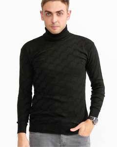 100% laine personnalisé hommes vêtements pull tricot laine col roulé tricoté hommes pull pull Logo personnalisé personnalisé noir - Product Image 1