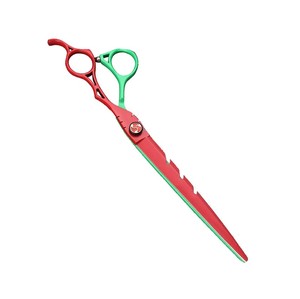 กรรไกรตัดขนสัตว์เลี้ยงสแตนเลสขนาด 6.5 นิ้ว ยี่ห้อ HABI INDUSTRIES สีแดงเขียว พร้อมที่พักนิ้วแบบเกลียว ดีไซน์สวยงาม สำหรับงานกรูมมิ่ง - Product Image 4