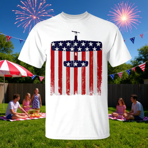 T-shirt avec drapeau américain du 4 juillet pour avion télécommandé - Product Image 3