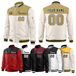 Vente en gros de vestes de baseball grande taille pour hommes manteaux d'hiver personnalisés en toile de polyester avec logo brodé OEM pour le collège - Product Image 1
