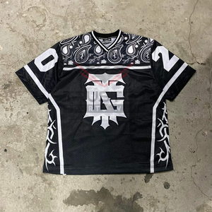 Camisetas de Fútbol Americano de Manga Corta, Ajuste Holgado, Retro, de Malla Transpirable, Bordado OEM, MOQ Bajo, Personalizadas, Estilo Cuadrado, de Alta Calidad - Product Image 4