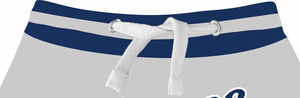 Shorts de basket gris pour femmes avec bordure bleu marine et taille à cordon de serrage, coupe classique, toutes saisons, nom de l'équipe imprimé - Product Image 3