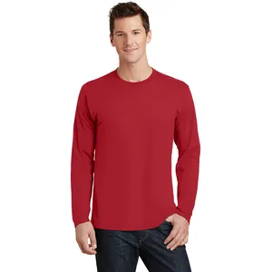 Maroon Red T-shirts à manches longues en coton 100% pour homme