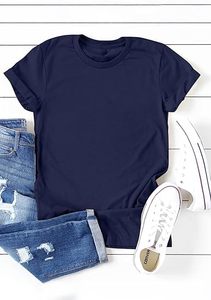 Vente en gros pas cher T-shirt surdimensionné vierge 100% coton T-shirt court uni pour femmes - Product Image 4