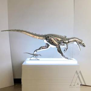 Arte de <span class=keywords><strong>dinosaurio</strong></span> robótico personalizado estatua decorativa creativa Centro de exposición Interior 1,8 M fibra de vidrio cromo T Rex escultura - Product Image 5