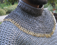 Cou de cotte de mailles médiévale Gorget en acier doux plat riveté avec rondelle anneaux à la main chaîne Mail Aventail collier armure historique