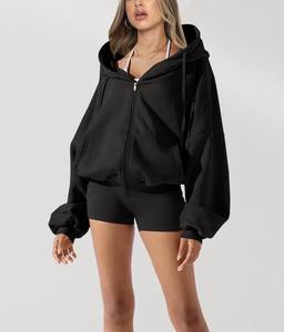 Femmes avant polaire Gym Fitness sweat à capuche décontracté Sports d'hiver sweat à capuche fermeture éclair complète longueur régulière veste de Yoga - Product Image 3