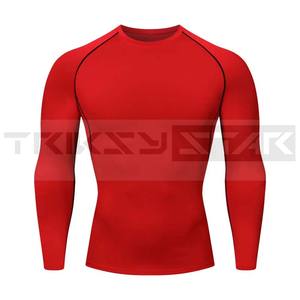 Sports séchage rapide hommes Base entraînement sueur haute élastique Fitness sonnerie respirant course à manches courtes 100% coton T-Shirt - Product Image 4