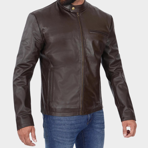 แจ็กเก็ตมอเตอร์ไซค์คลาสสิกวินเทจหนังวัวแท้แท้คุณลักษณะอุ่น ODM ดีไซน์ใหม่ XL ขนแกะลำลองถักโครเชต์ - Product Image 4