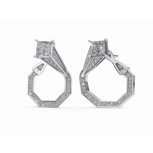 Boucles d'oreilles exclusives en or 14 carats Victoria Timeless Structure avec diamants de laboratoire taille ronde, vente en gros pour les professionnels - Product Image 1