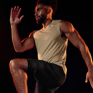 Débardeurs d'Entraînement Athlétique pour Hommes Chemises de Course Musculaire Sans Manches en Coton Tri-mélangé Rapide, Col Rond, Poitrine, Logo Imprimé - Product Image 5