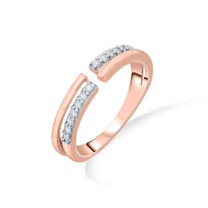 Bague en or rose sertie de diamants, design tendance à maillons - Product Image 4