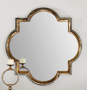 Luxury Quatrefoil <strong>Mirror</strong> Antique Gold Frame Statement <strong>Moroccan</strong> <strong>Style</strong> Wall <strong>Mirror</strong> for Bedroom Vanity Interior Design - Product Image 3