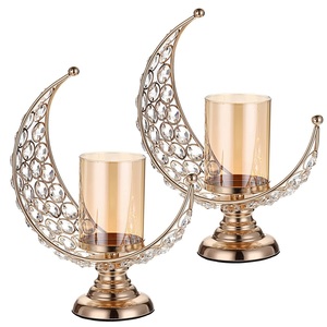 Portavelas de Metal de cristal con forma de media luna de Color plateado de diseño exquisito para bodas y eventos, decoración de mesa, superventas - Product Image 4