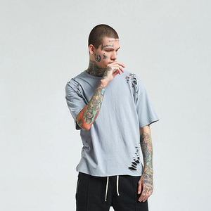 Nouvelle mode de t-shirts surdimensionnés lourds et surdimensionnés conception personnalisée vêtements demi-manches t-shirts surdimensionnés pour hommes en détresse - Product Image 3